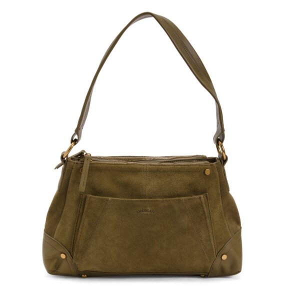 AMERICAN LEATHER CO. Kelp Suede Becket Triple Entry Shoulder Bag - Picture 1 of 2
